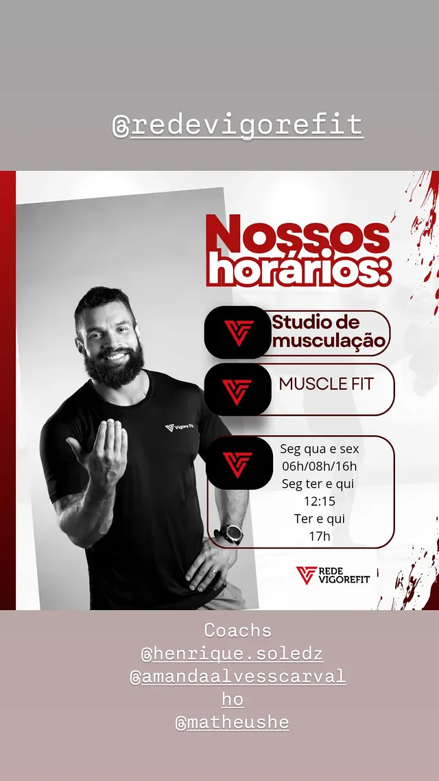 Rede vigore fit - horario Muscle Fit